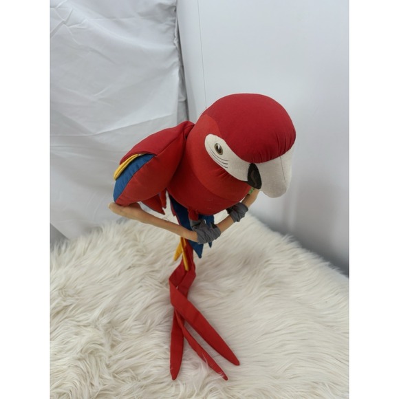 Vtg Handmade PARROT Plush Multicolor Fabric Garden Decor Large Colombia‎ 29" - Picture 1 of 10